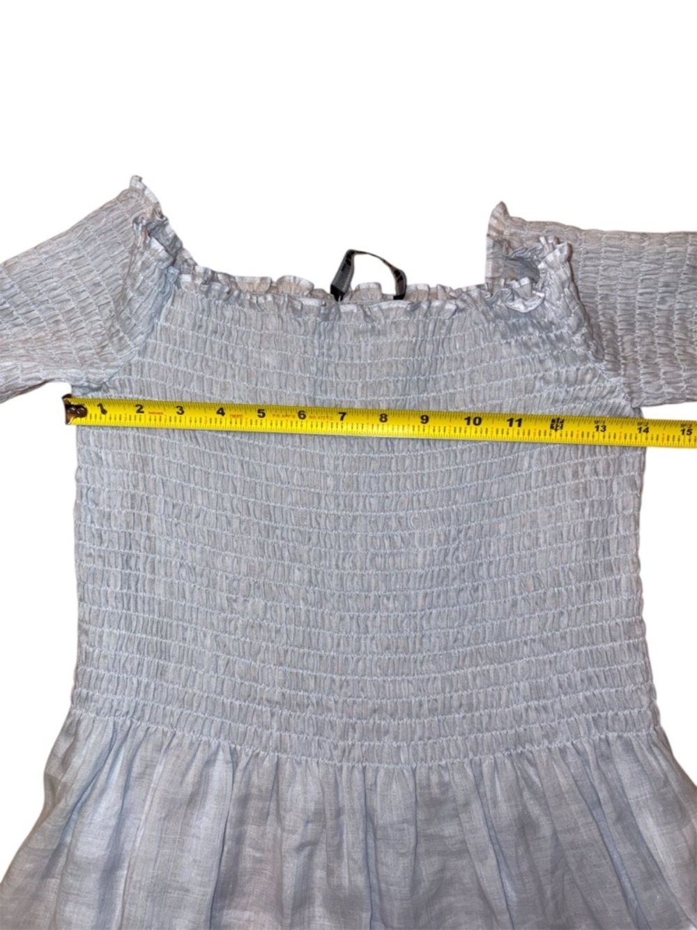 Zara Woman Smocked Off The Shoulder Flare Bell Sleeve Peplum Blue Top Size Small - Picture 11 of 13